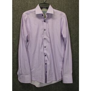Twillory Performance Men Shirt 15 34/35 Purple Gingham Trim Button Long Sleeve